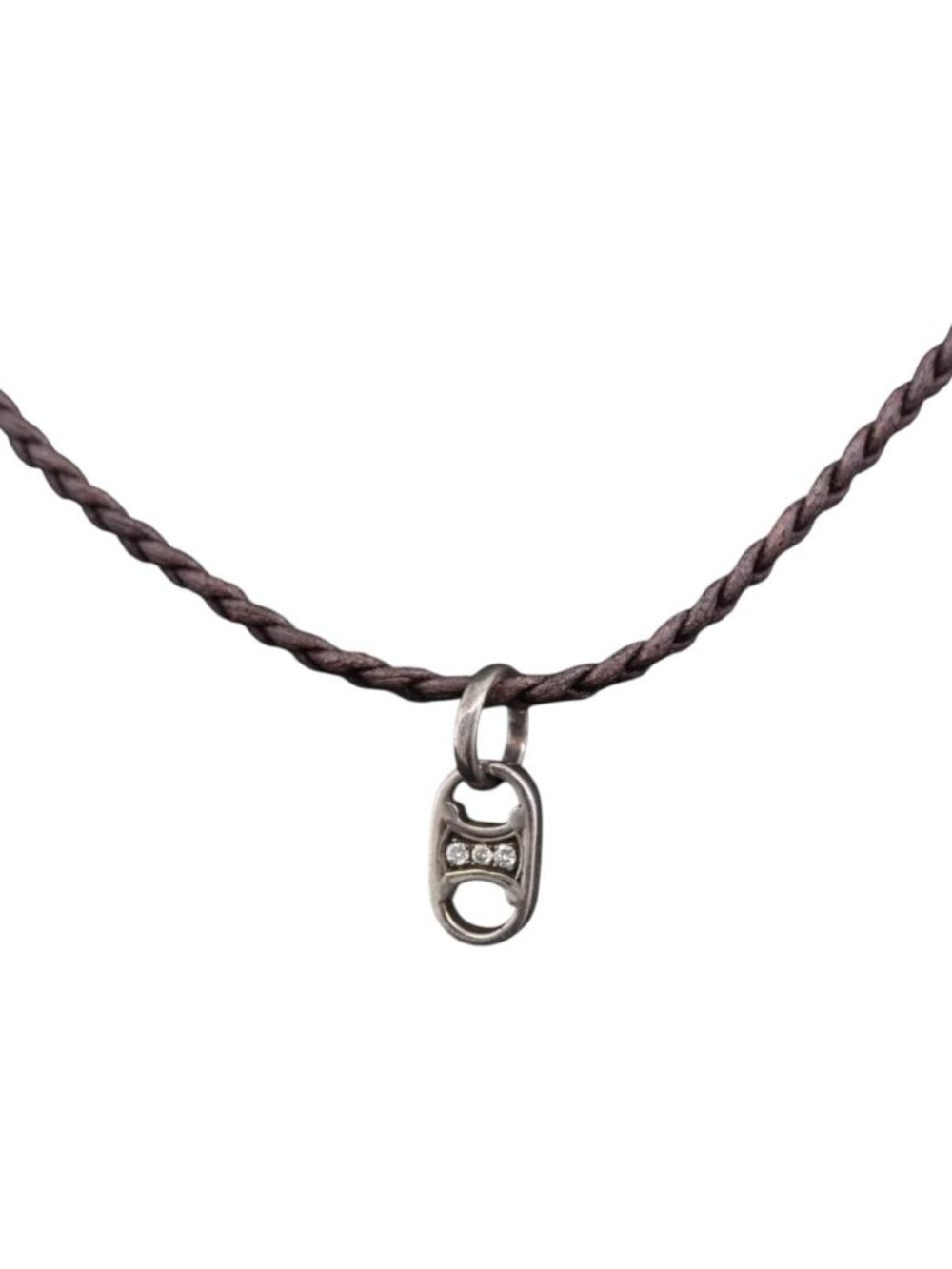 CELINE Choker Necklace Leather Brown